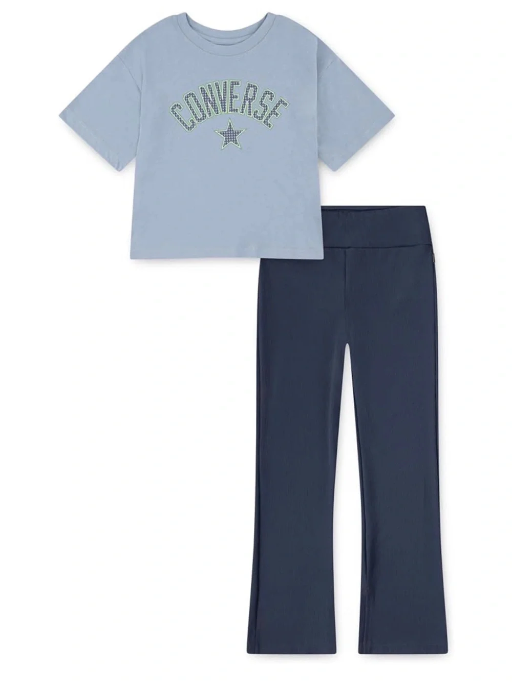 Converse Girls Boxy Logo S/S Tee & Flared Leggings  - Navy - S (8/10)